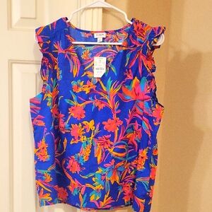 J.Crew Women's Blue Floral Top